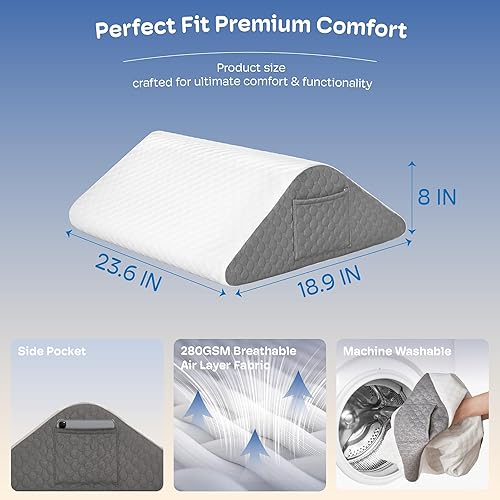 Miniatura 2 de Almohada de cuña de rodilla, almohadas de elevación de piernas para después de la cirugía, almohada triangular para soporte de tobillo, almohada de