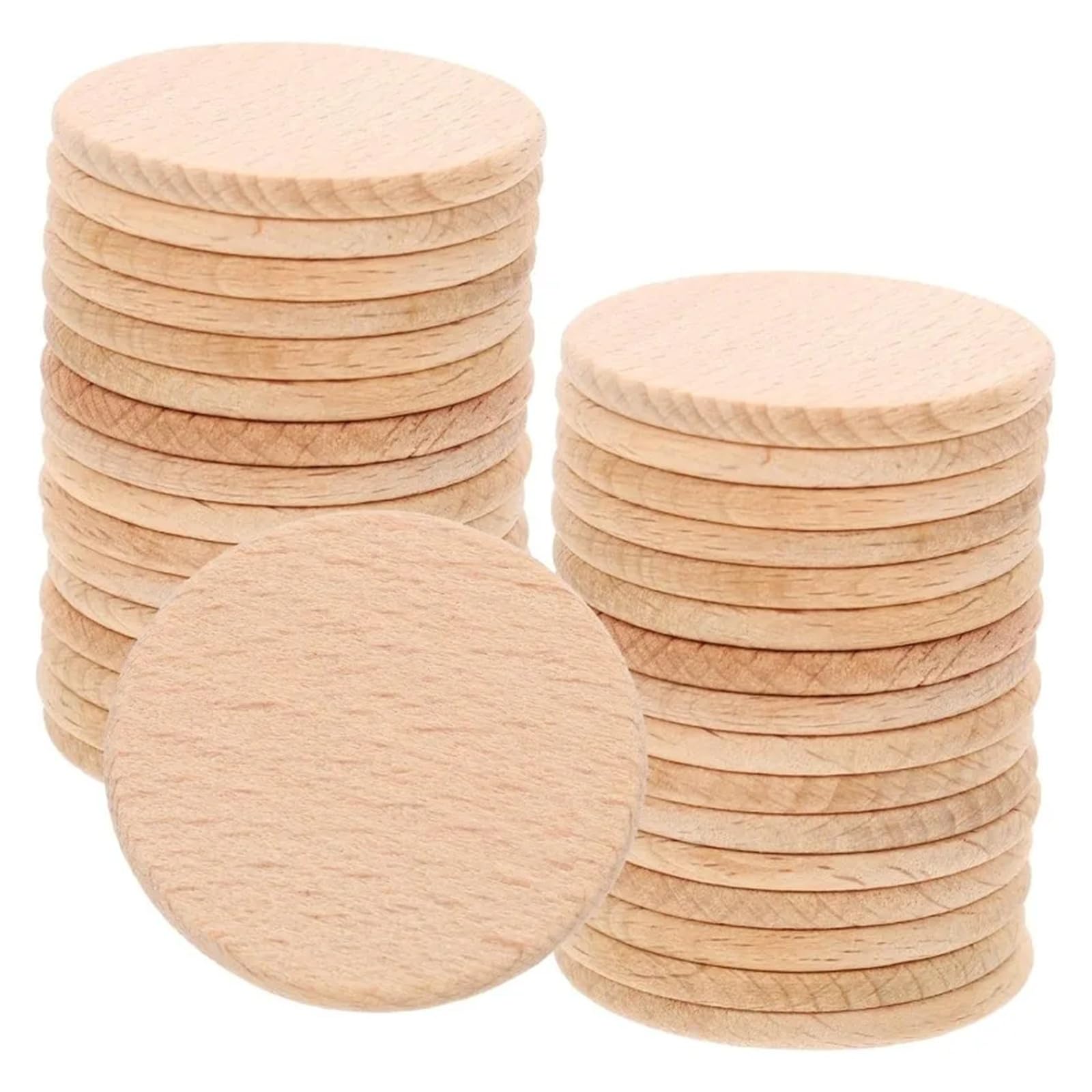 Rzeźba w drewnie, 10, 20, 50, 100 szt., 6 cm, okrągłe plastry drewna bukowego, niedokończone wycinanki z drewna, do projektów artystycznych, naturalne drewniane krążki, drewniane patyczki (100 szt.)