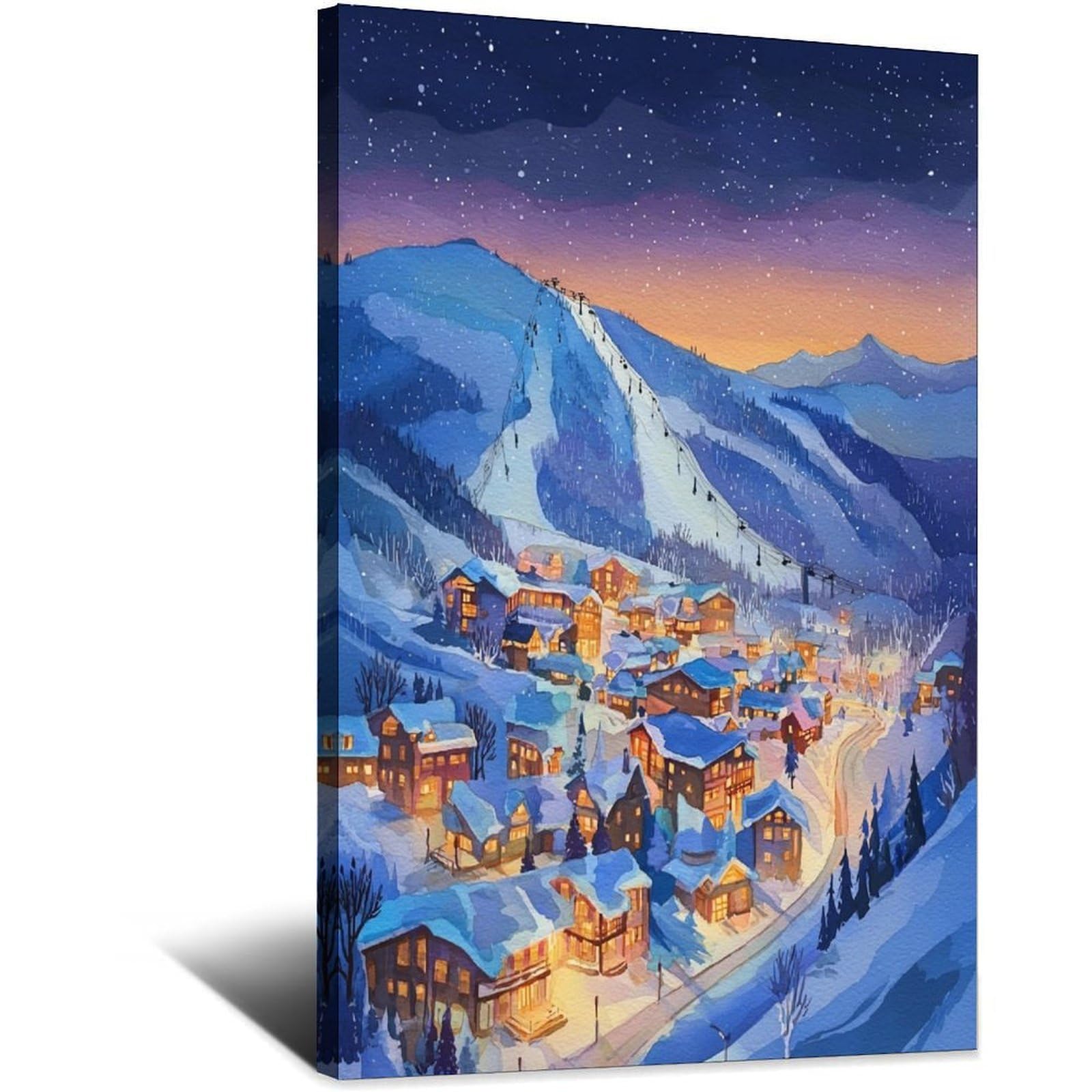 iPuzou Aspen Ski Poster 20x30inch(50x75cm) Vintage Watercolor Canvas Art
