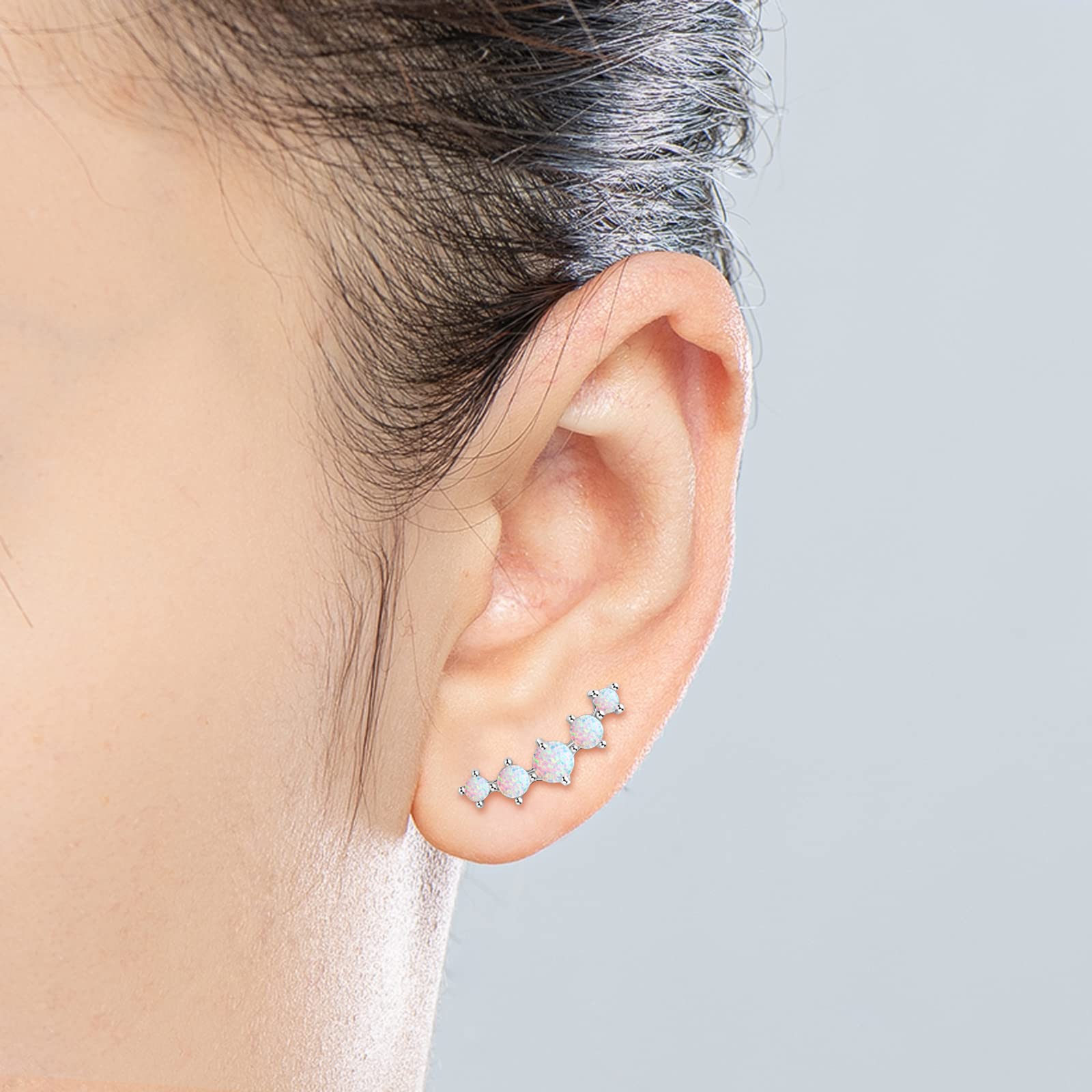 Opal-Ohrstecker für Frauen, hypoallergenes Sterlingsilber, Geburtsstein im Marquise-/Oval-/Rundschliff, Weihnachts- und Geburtstagsgeschenke für Frauen