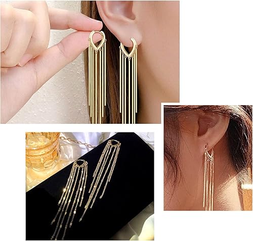 Miniatura 5 de Craftdady Aretes de aro chapados en oro de 14 quilates, 12 pares de aretes de aro de latón con múltiples bucles, círculo, lágrima, flor, palanca,