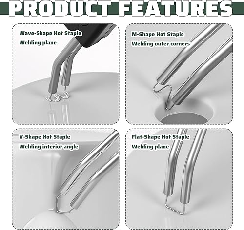 Miniatura 3 de 1200 grapas de soldador de plástico, 6 tipos de grapas de soldadura de plástico multiespecificadas para reparación y soldadura de