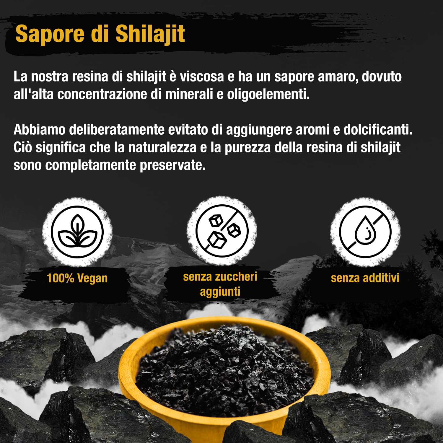 Shilajit Resina Gold Standard 60 g 85+ minerali, massima potenza dall'Himalaya oltre 3 mesi, 100% puro e originale vegano e senza additivi