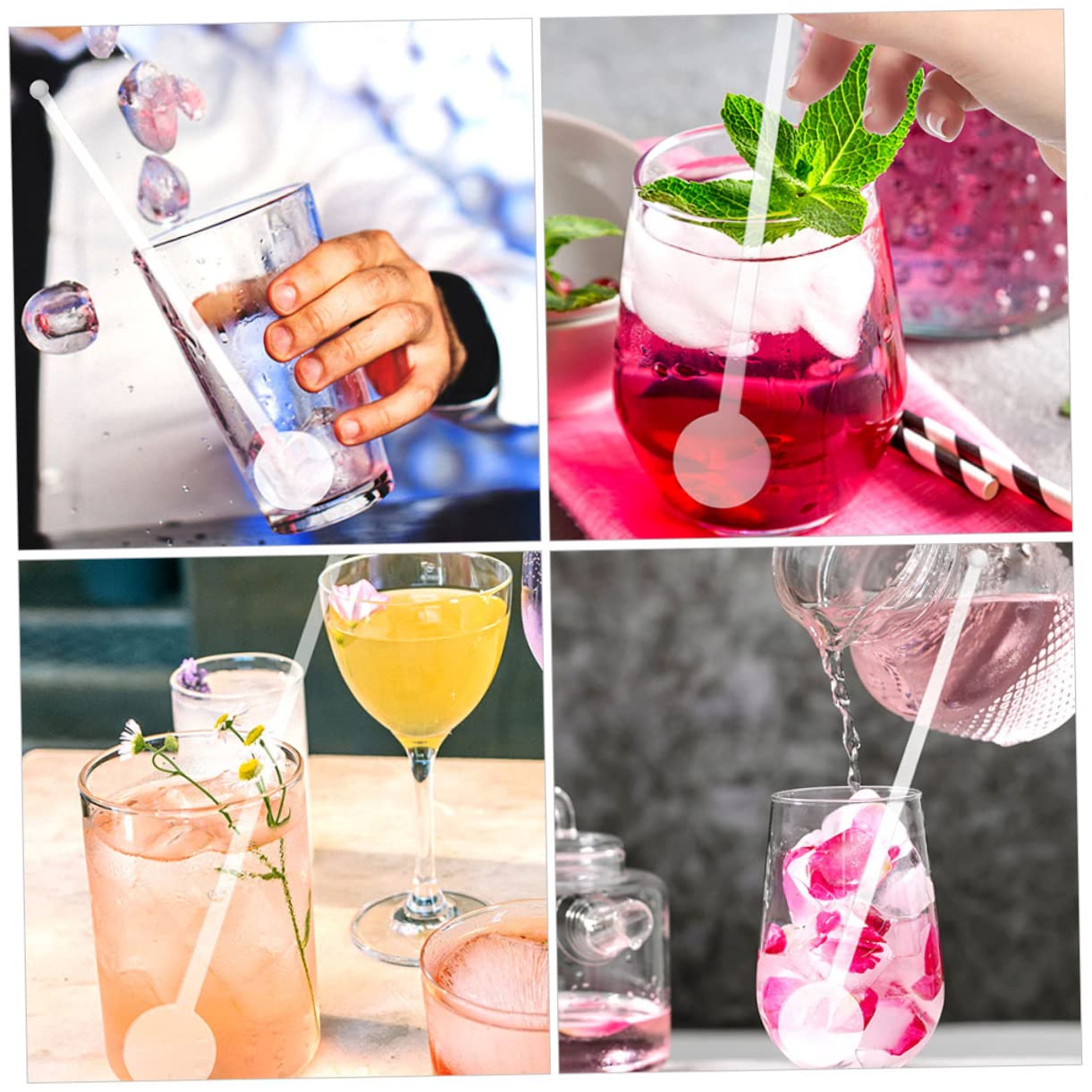 OUNONA 160pcs Reusable Cocktail Mixing Sticks Elegant Drink Stirring Rods for Bars Parties Weddings Gatherings Food Grade Heat Cold Resistant for Iced Tea