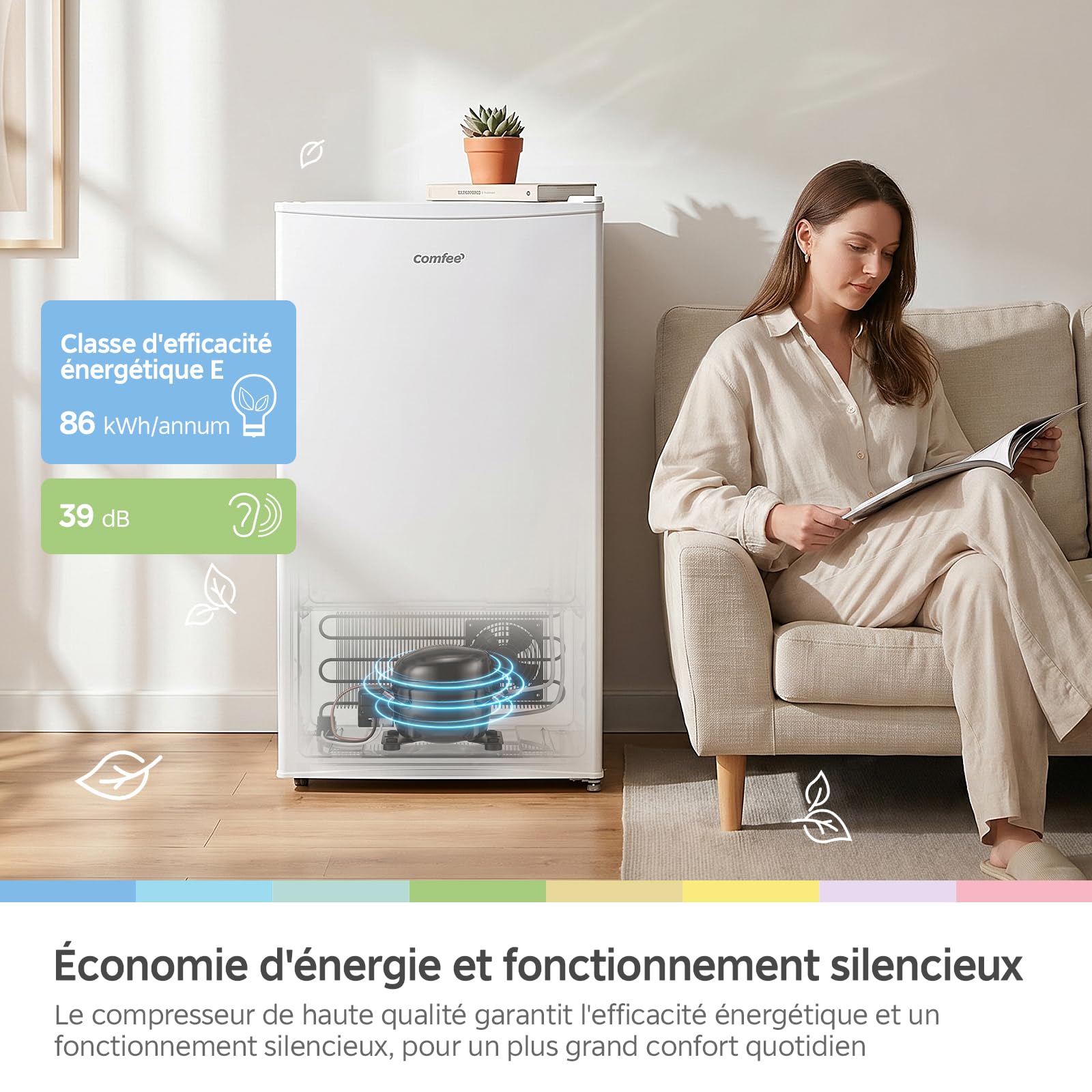 COMFEE' 93L Frigo Top, Refrigerateur 1 porte, Petit Frigo Bar, Blanc