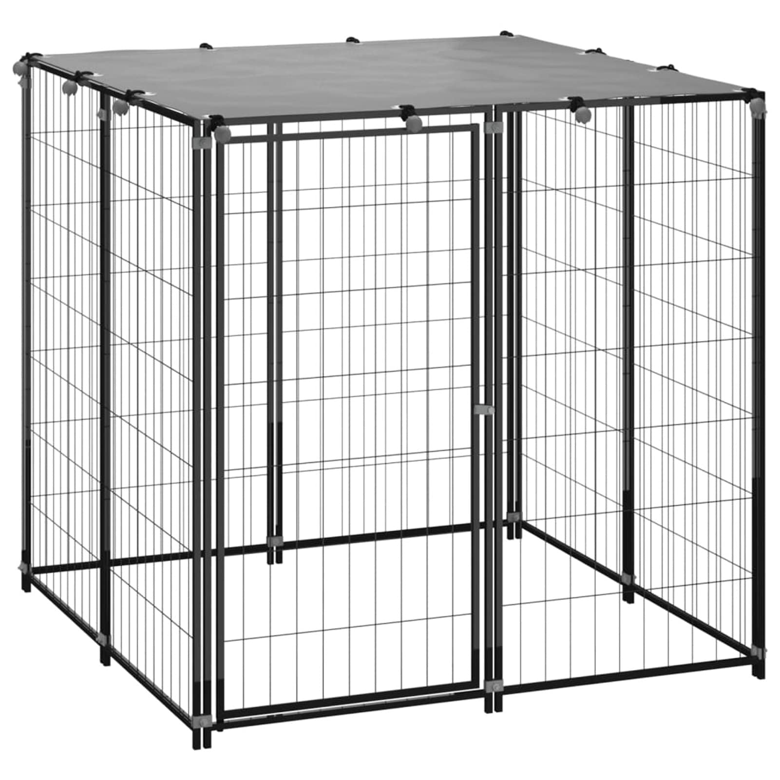 Homgoday Czarna klatka dla psa 110 x 110 x 110 cm stalowa, dekoracja meblowa klatka dla psa klatka dla psa wewnętrzna Kennel dla psów klatki dla psów na zewnątrz ogrodzenie dla psa