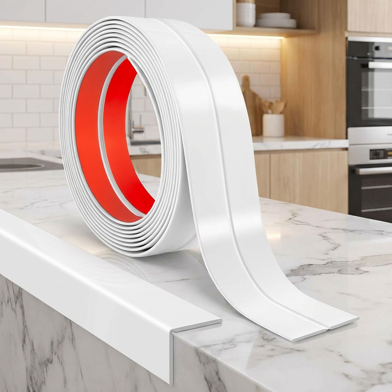 JSIWOTH 3.1M Self Adhesive Wall Corner Protector, Flexible PVC Moulding Trim, Inside Outside Corner Trim, Peel & Stick Edge Guard for Tile Window Ceiling Worktop, White (30mm)