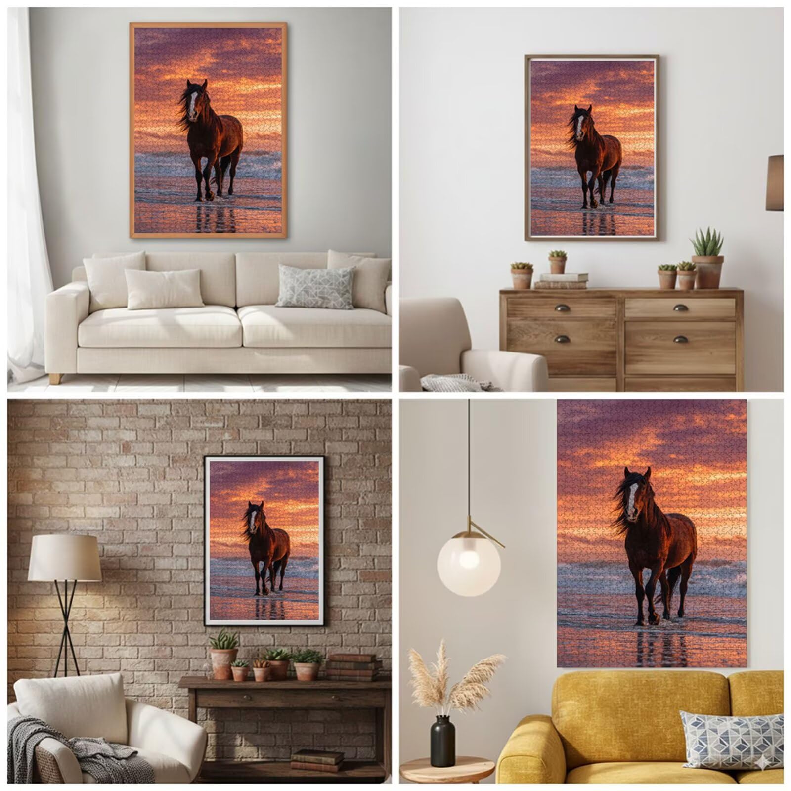 3000 Pezzi Puzzle Adulti - Cavallo & Oceano - Fabbricazione in Legno Robusto (Forma Classica) - Decorazione Murale con Poster - Prodotto Riservato ad Adulti e 14 Anni in Su (111x87cm) P3#1317