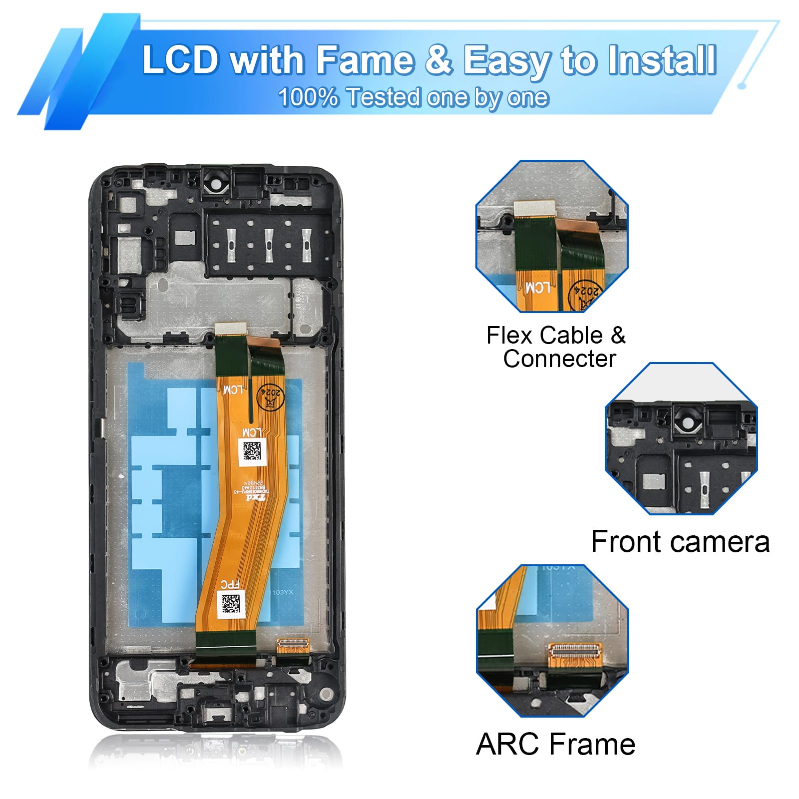 Écran pour Samsung Galaxy A14 4G, Écran de Remplacement LCD Tactile SM-A145F avec Cadre