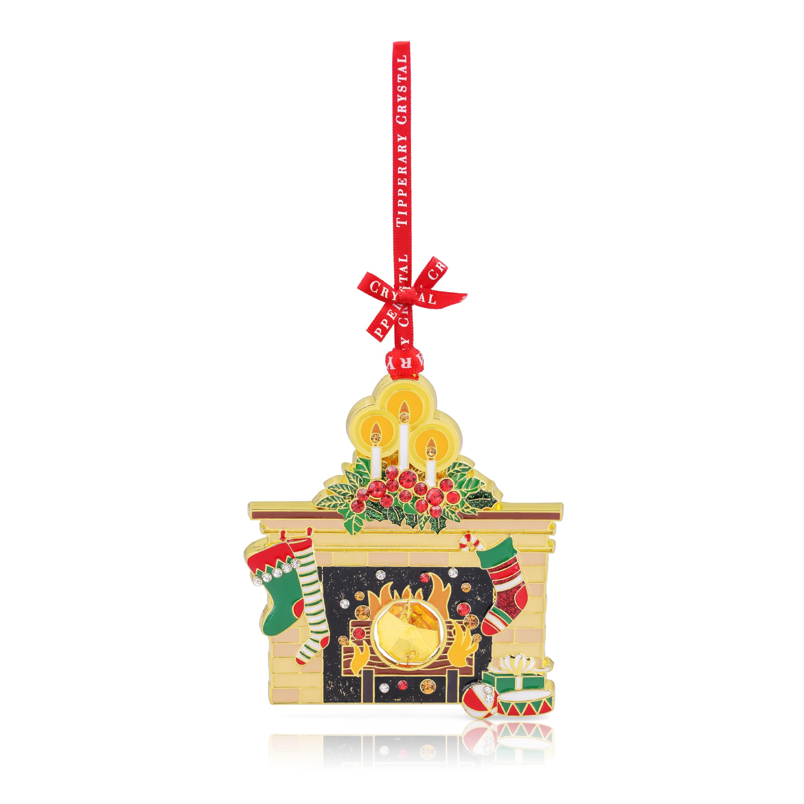 Tipperary Crystal Christmas Tree Decoration, Luxury Hanging Ornament - Perfect for Holiday Décor & Gifting, Fireside Gem Decoration