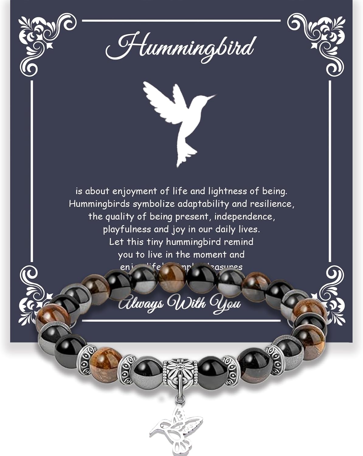 Hummingbird Gifts for Women, Motivational Gifts for Mom, Mothers Day Hummingbird Bracelet, Strength Bracelets for Women, Gifts for Her, Anxiety Bracelet, Stretch Natural Stone Beaded Bracelets