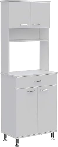 Depot E-Shop Helis 60 - Armario de puerta doble para despensa, un cajón, cuatro patas, tres estantes, color blanco, sala de cocina