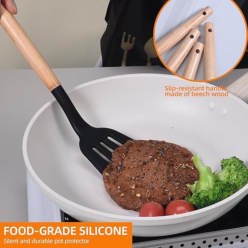 Miniatura 4 de Juego de utensilios de cocina, juego de 44 utensilios de cocina de silicona para utensilios de cocina antiadherentes, juego de espátulas de silicona