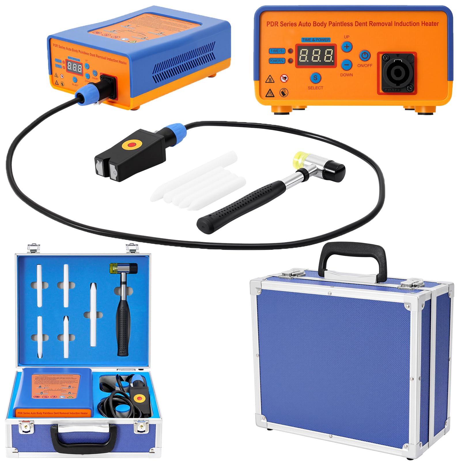 1380W Car Induktionsheizgerät Dellen-Reparaturset, 220V Professional PDR Auto Body Paintless Induction Heater Maschinen Beheizte Box Beulen Reparaturwerkzeug für Hagelschäden und Türreparaturen