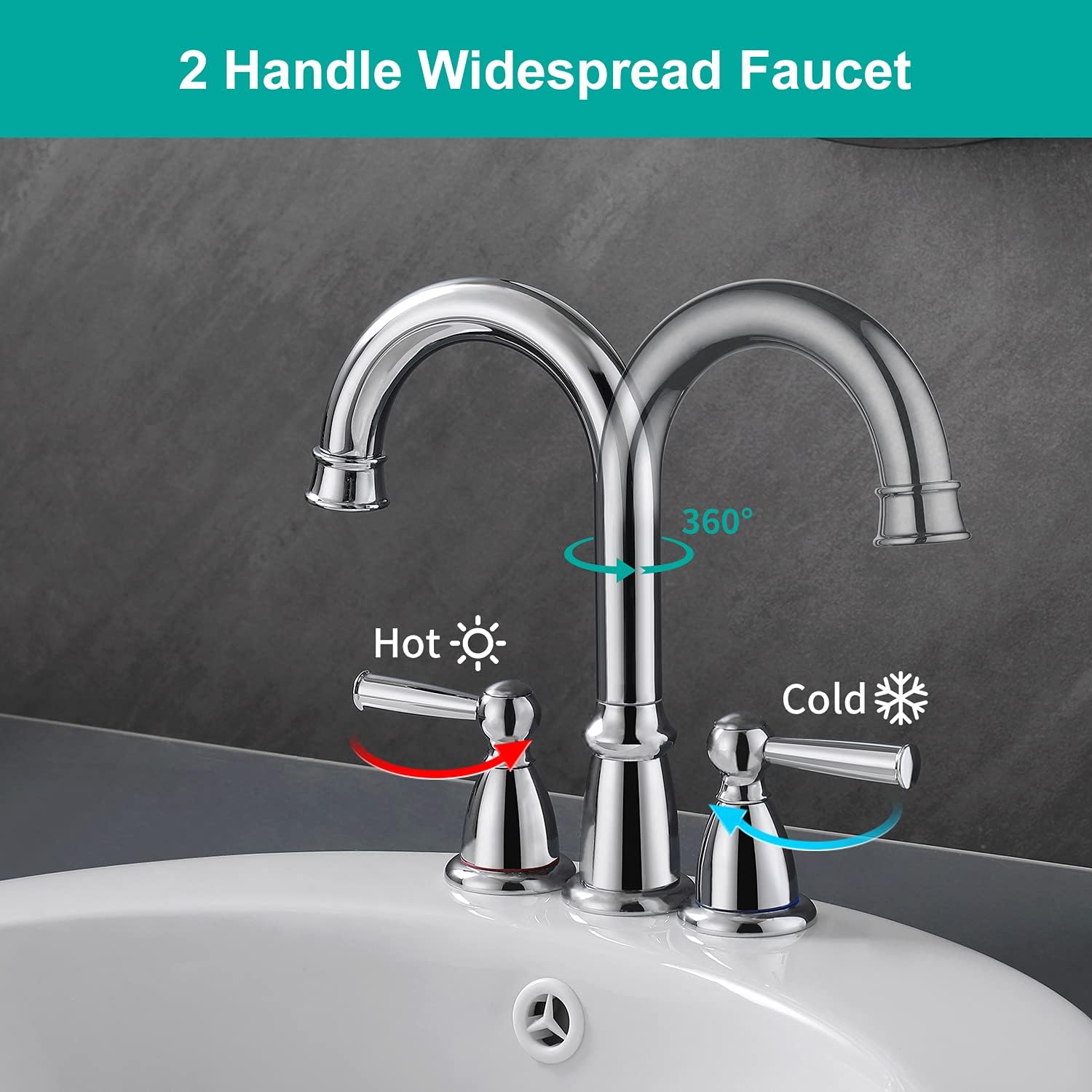 Buy Crea Bathroom Faucet 3 Hole Chrome Widespread Faucet 8 Inch