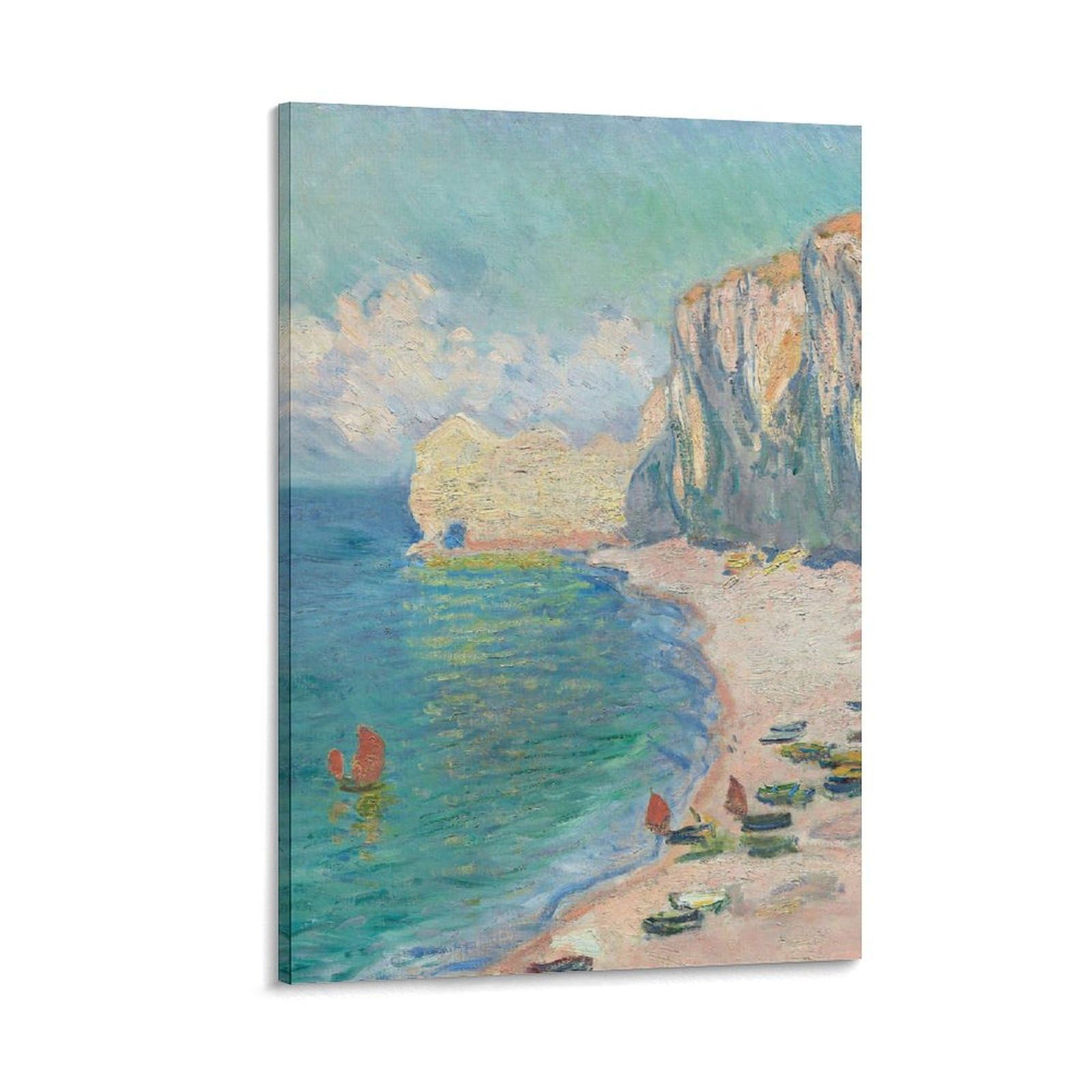 Nengkuai Frame Claude Monet Poster Etretat Beach Wall Art Poster Canvas Print Decorative Painting; ; 24X36inch(60X90cm)