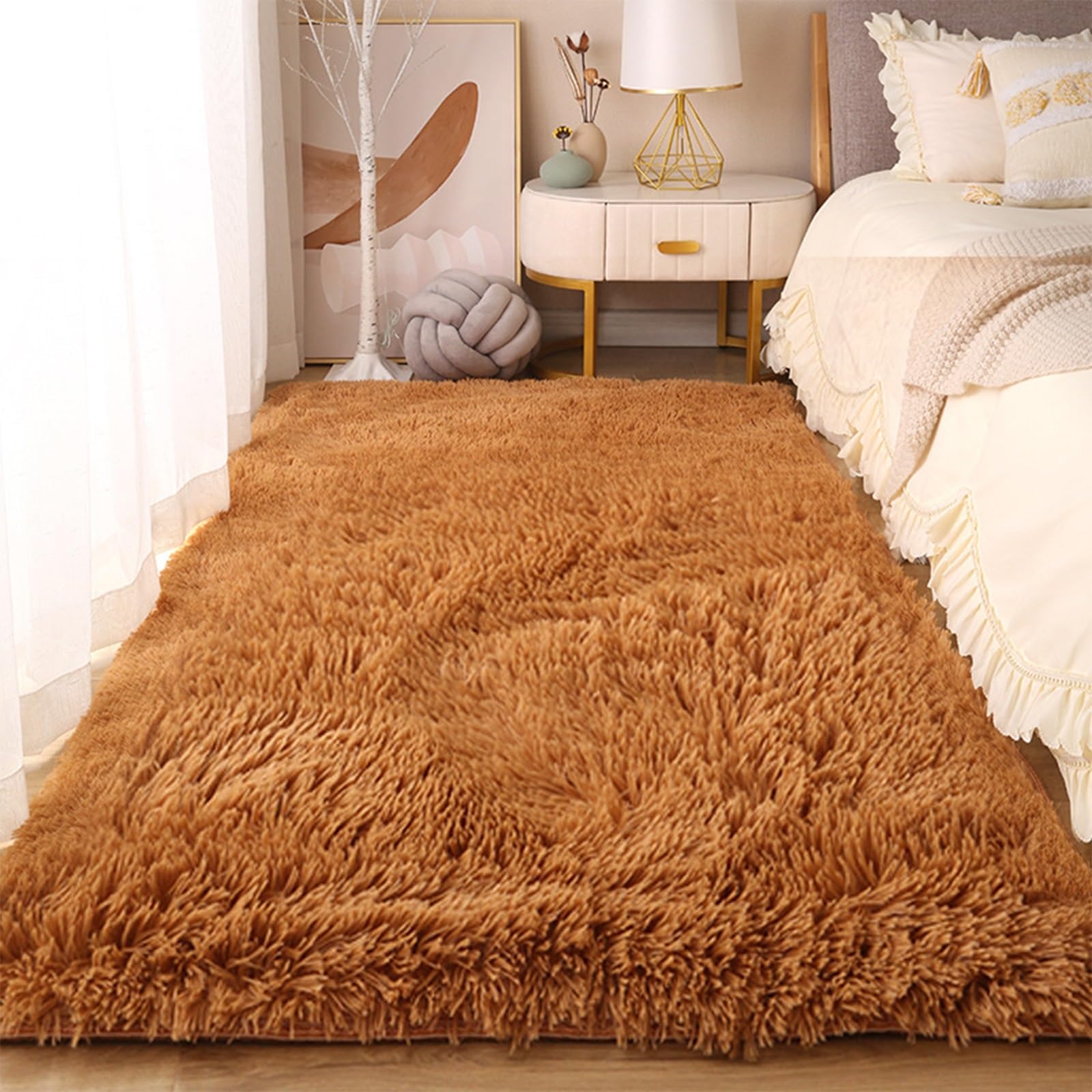 Tapis de chambre poils longs moelleux et lavable 95x155