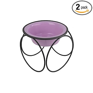 Platinum Pets Olympic Single Diner Feeder with Stainless Steel Dog Bowl, Small, Sweet Lilac