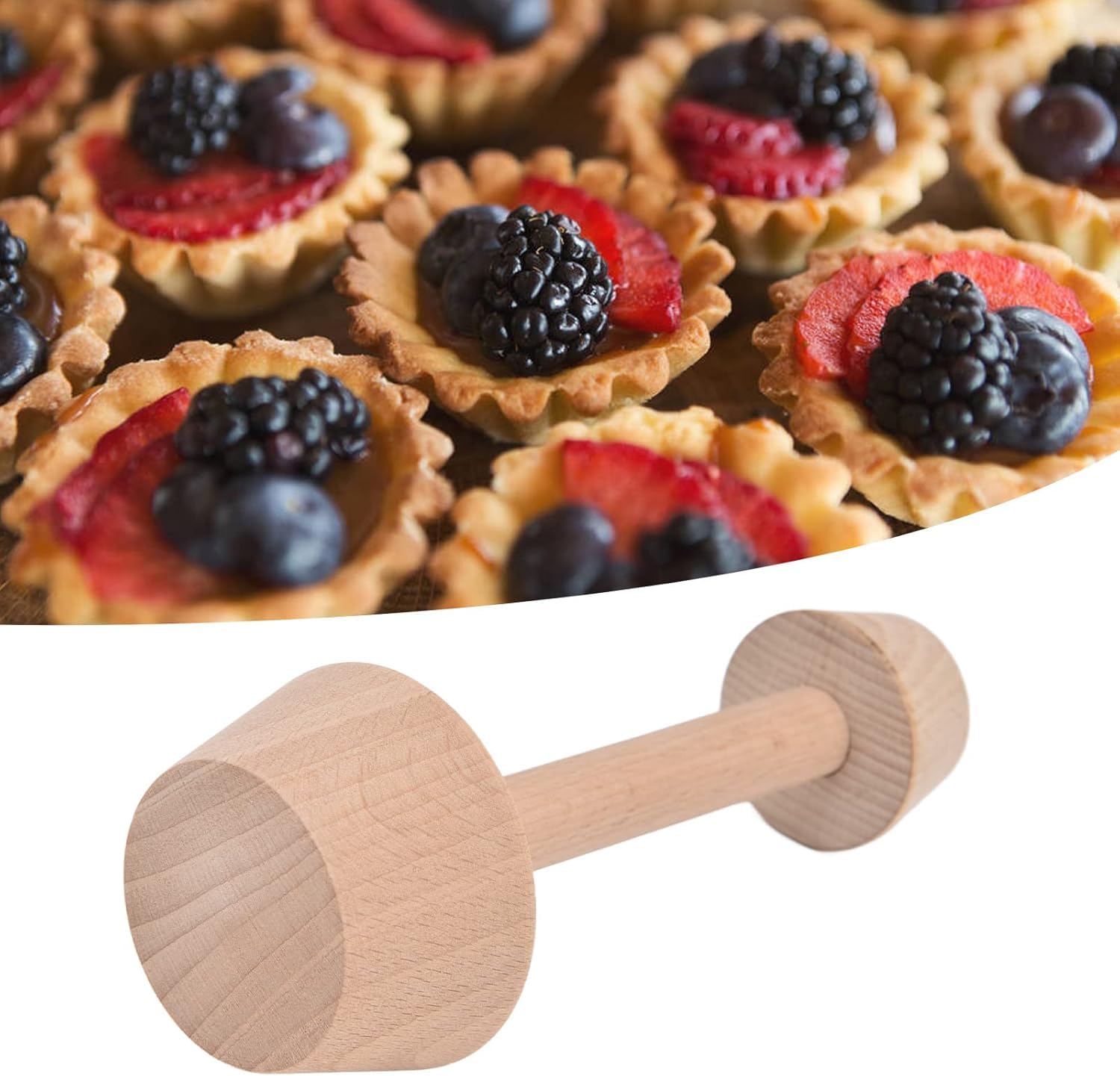 Wooden Egg Tart Tamper, Double Sided, for Kitchen Party Baking Tools, Pie Tart and Quiche Pans