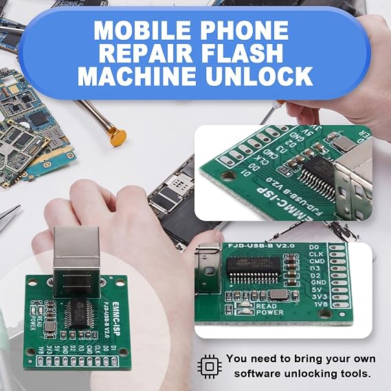 EMMC-ISP Flying Line Artifact Tool USB-B Type Communication AU6438BS Mobile Phone Repair Flash Machine Unlock