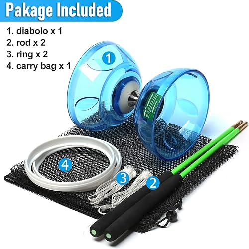 Miniatura 2 de BodyRhythm - Juego de cinco rodamientos de yoyo chino con varillas de fibra de vidrio, cuerdas ajustables para todas las edades, lo mejor para