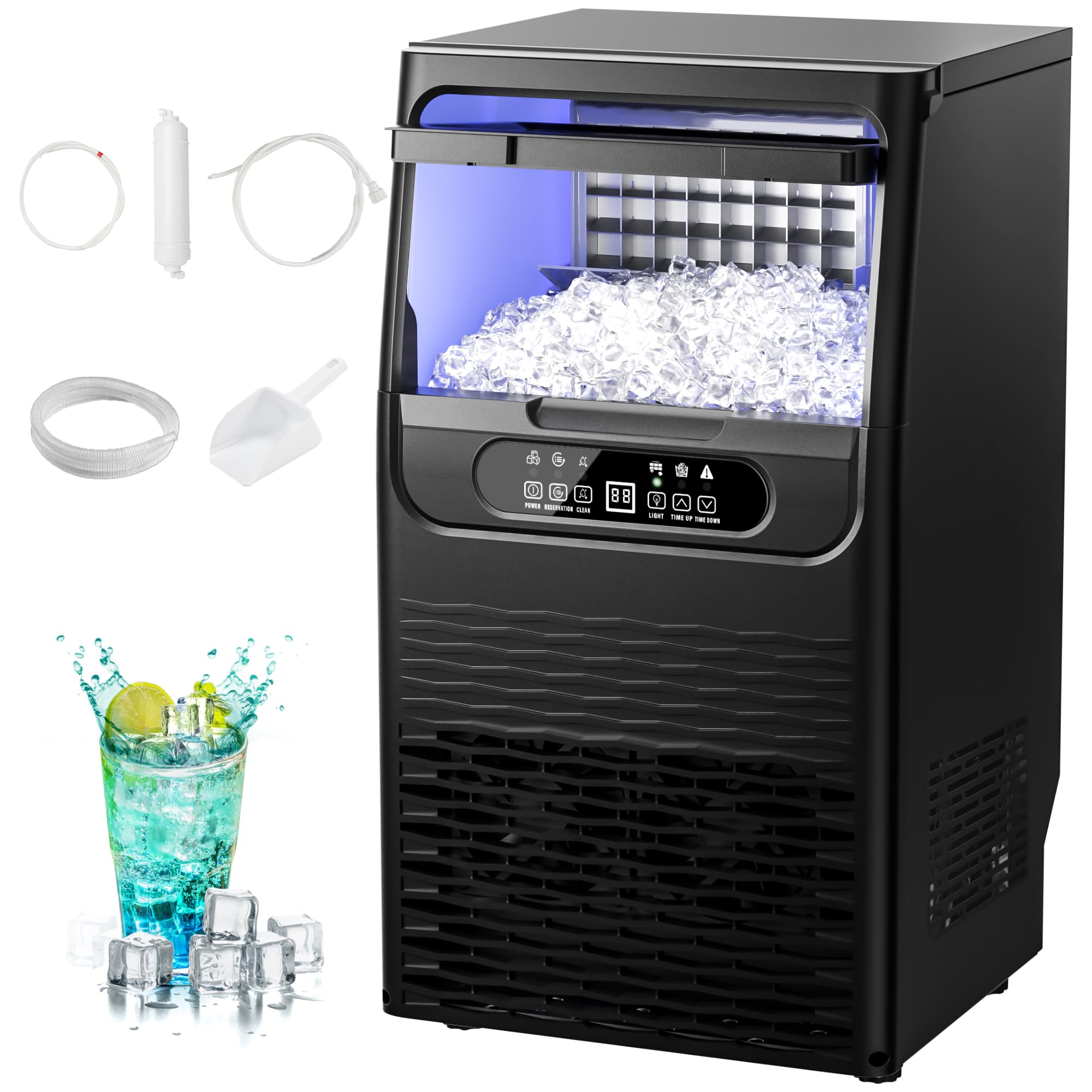 EUHOMY Commercial Ice Maker Machine,70lbs/24H,36 Ice Cubes in 8-12 Mins,Under Counter Ice Maker with Water Filter,12lbs Storage Capacity,Freestanding Ice Machine for Home/Bar/Cafe/Restaurant
