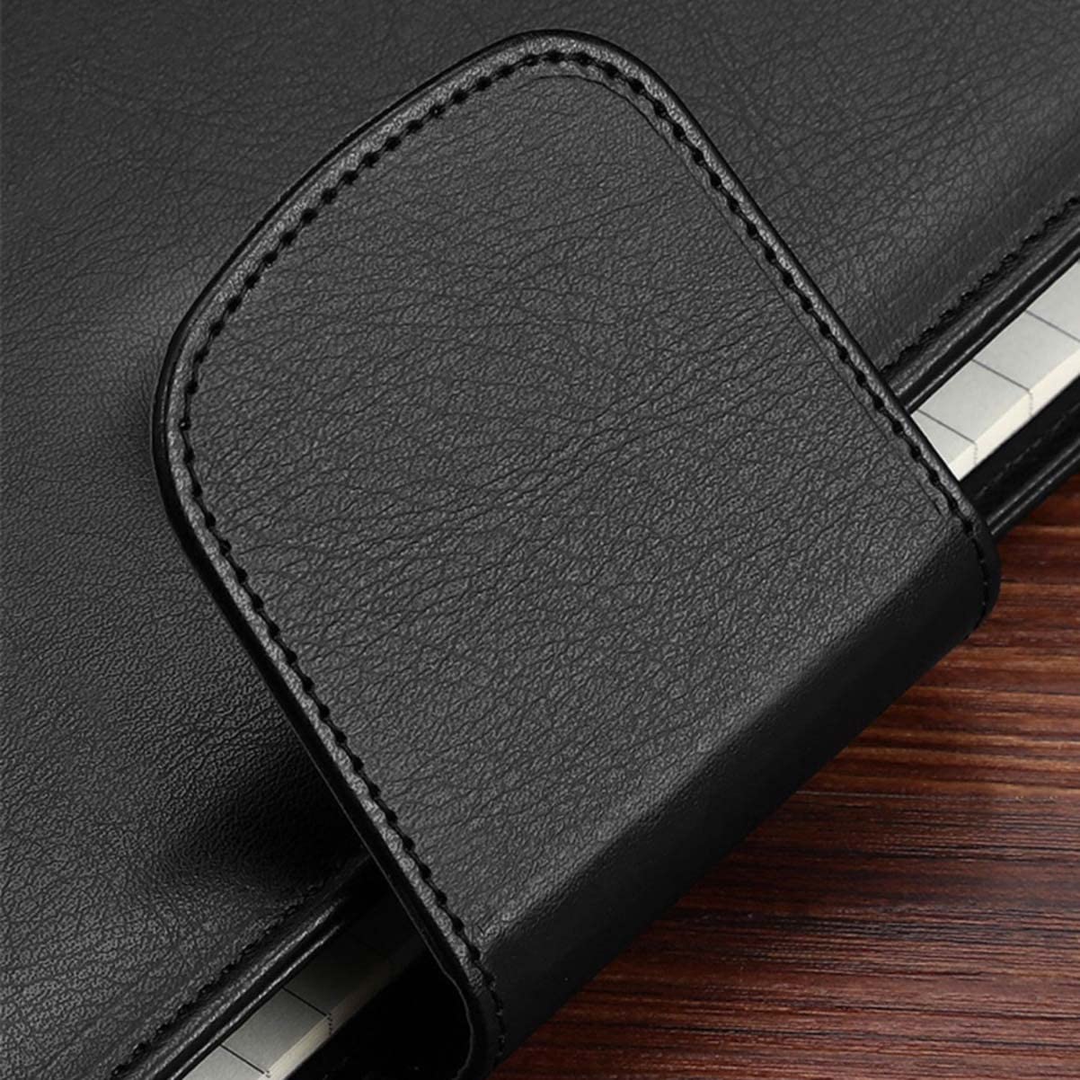 Segregator A4 Padfolio, segregator A4 ze skóry PU z notatnikiem, kalkulator 8/12-cyfrowy, opakowanie 3 sztuk, brązowo-czarny, czarno-12-cyfrowy kalkulator solarny,Black-12 digit solar calculator
