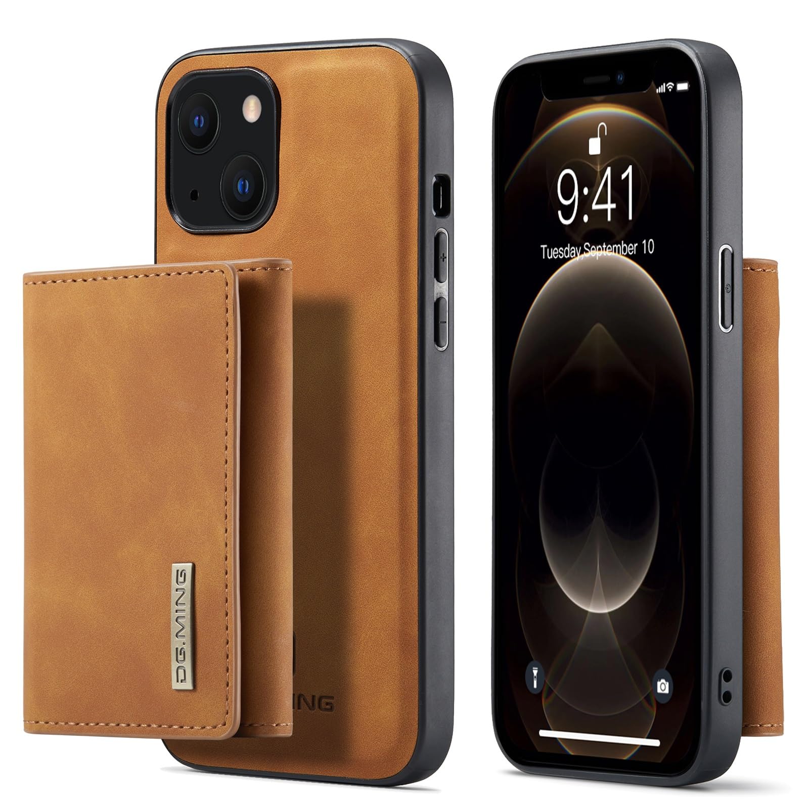 Phone Protective Flip Case Wallet Case Compatible with iphone 13, Magnetic 2in1 Detachable W Trifold Wallet Card Holder Pocket Premium Leather Phone Case Back Cover Compatible with iPhone 13 Phone Fli