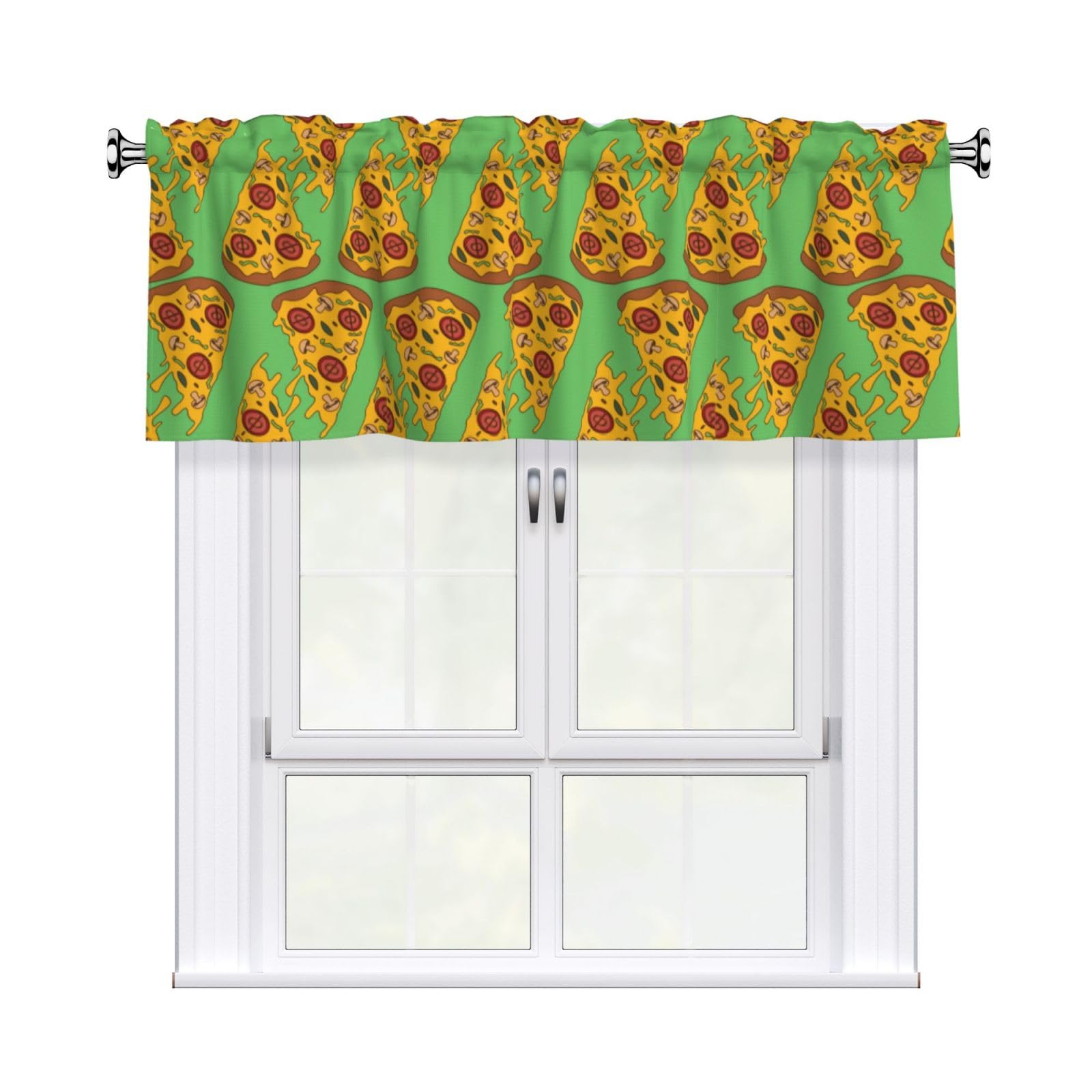 Noble Ren Appetizing Pizza Short Curtain Valance 54x18in For Kitchen Bathroom Cafe Living Room Decoration