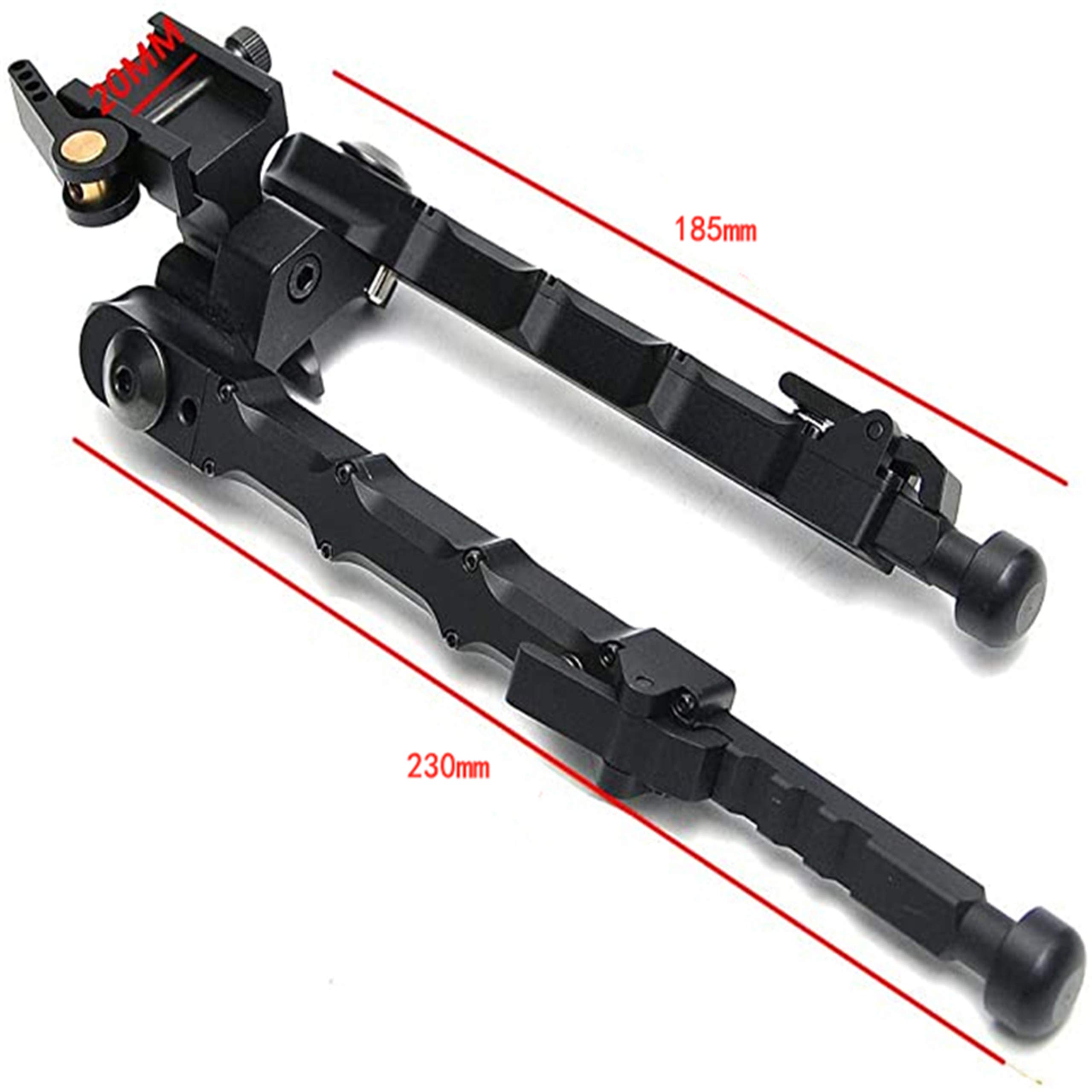 Bipied pour Fusil Airsoft V9 M-Lok Tactical Full Metal 6-9 inch Fusil de Chasse Pliable avec Rail Picatinny 20mm pivotant et Base antidérapante et trépied réglable en Hauteur
