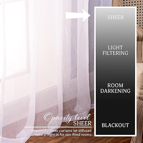 Miniatura 3 de Best Home Fashion Juego de 2 paneles de cortinas traslúcidas de gasa triturada, con ojales de bronce antiguo, para sala de estar, comedor, puerta