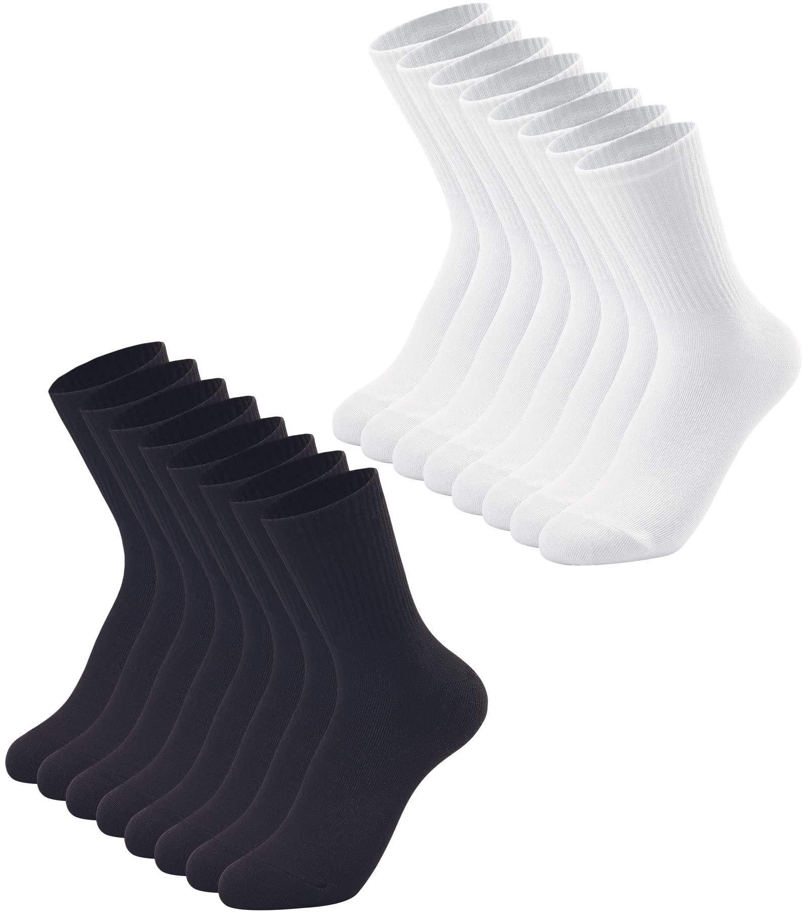 DOKUTOKU 3-12 Pack Womens Crew Socks Size 6-9 Light Weight Thin Casual Calf Socks