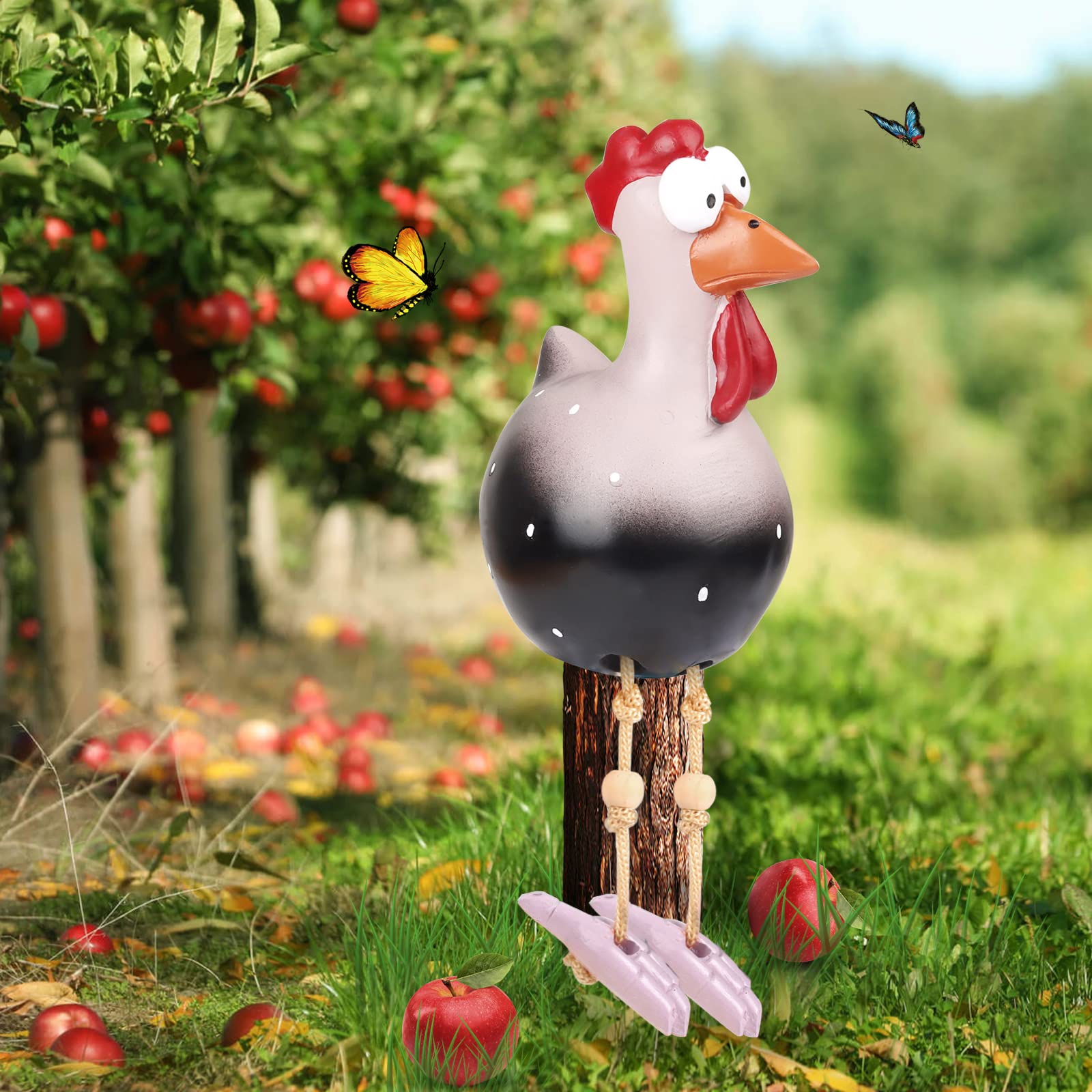 KWJTOY Decorazione da Giardino in Resina, Motivo Gallina, Statuetta Animale, Galline, Statue (3 Pezzi