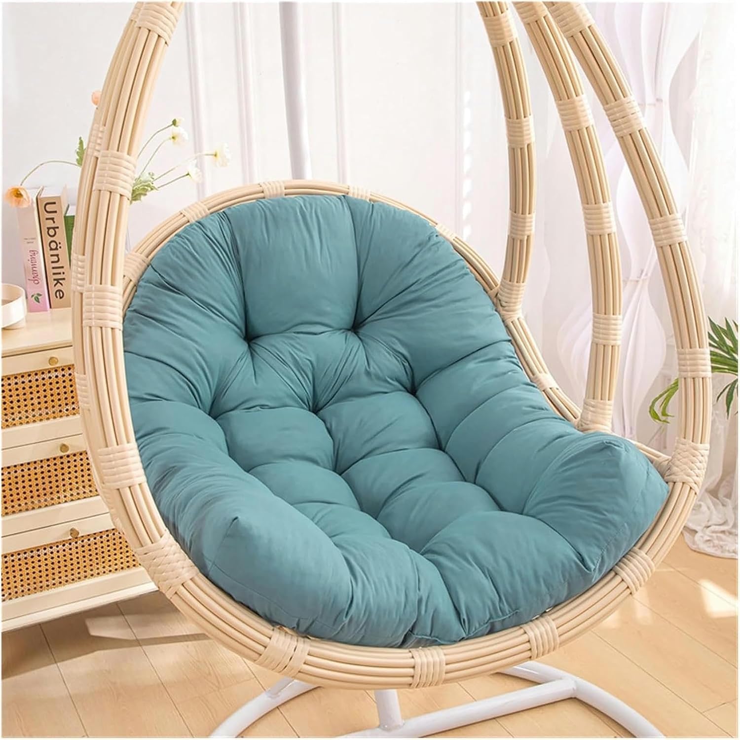 Egg Chair Cushions, Hanging Basket Chair Bench Cushion Pad with Backrest, Hammock Chair Swing Chair Seat Pad, Soft Recliner Mat(Style 2)