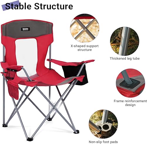 Miniatura 6 de Silla plegable de camping al aire libre, portátil, ligera, sillas plegables para campamento para adultos al aire libre con soporte para tazas, bolsa