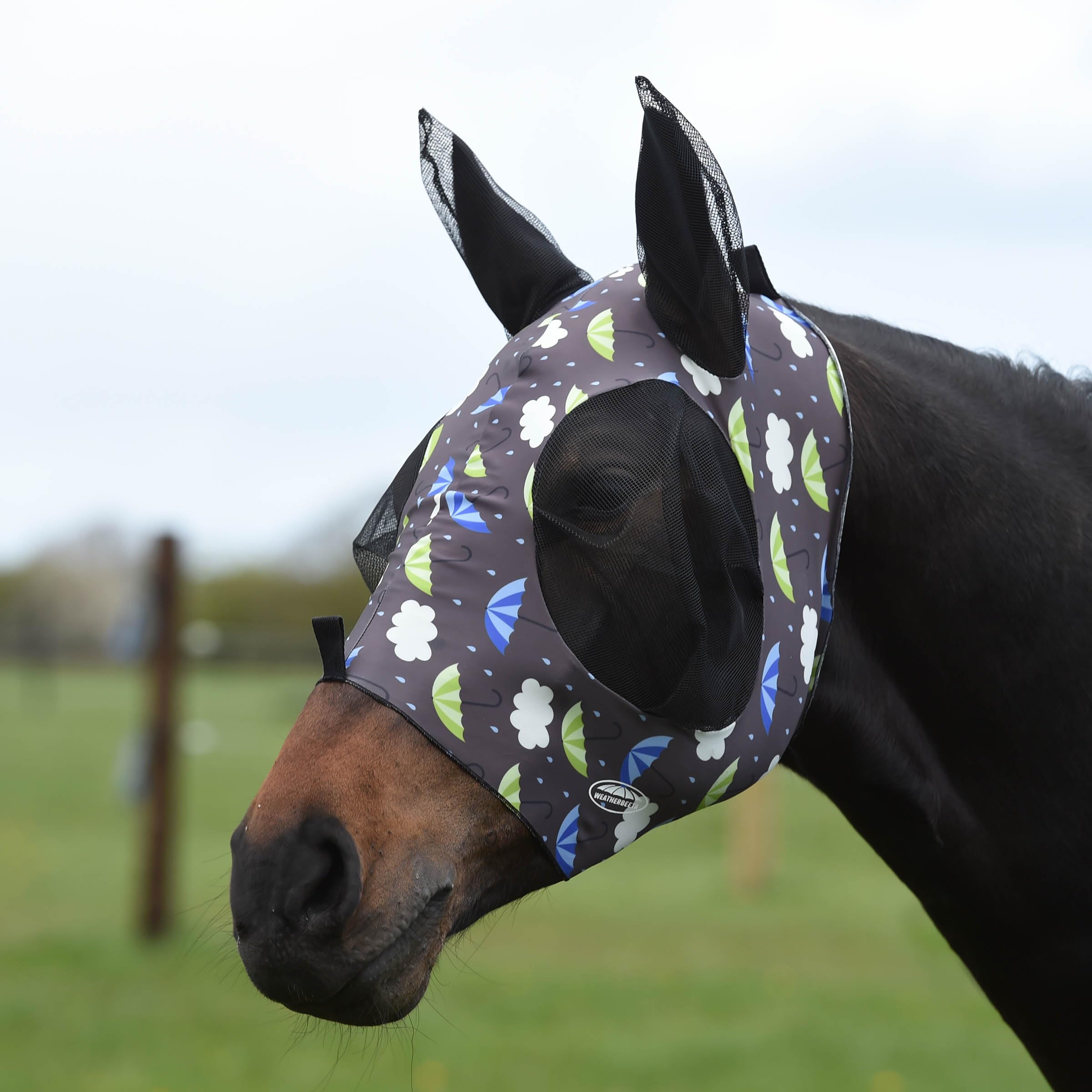Weatherbeeta Stretch Bug Eye Saver with Ears 1002938 - Umbrella Print Weatherbeeta Mask Size - Full