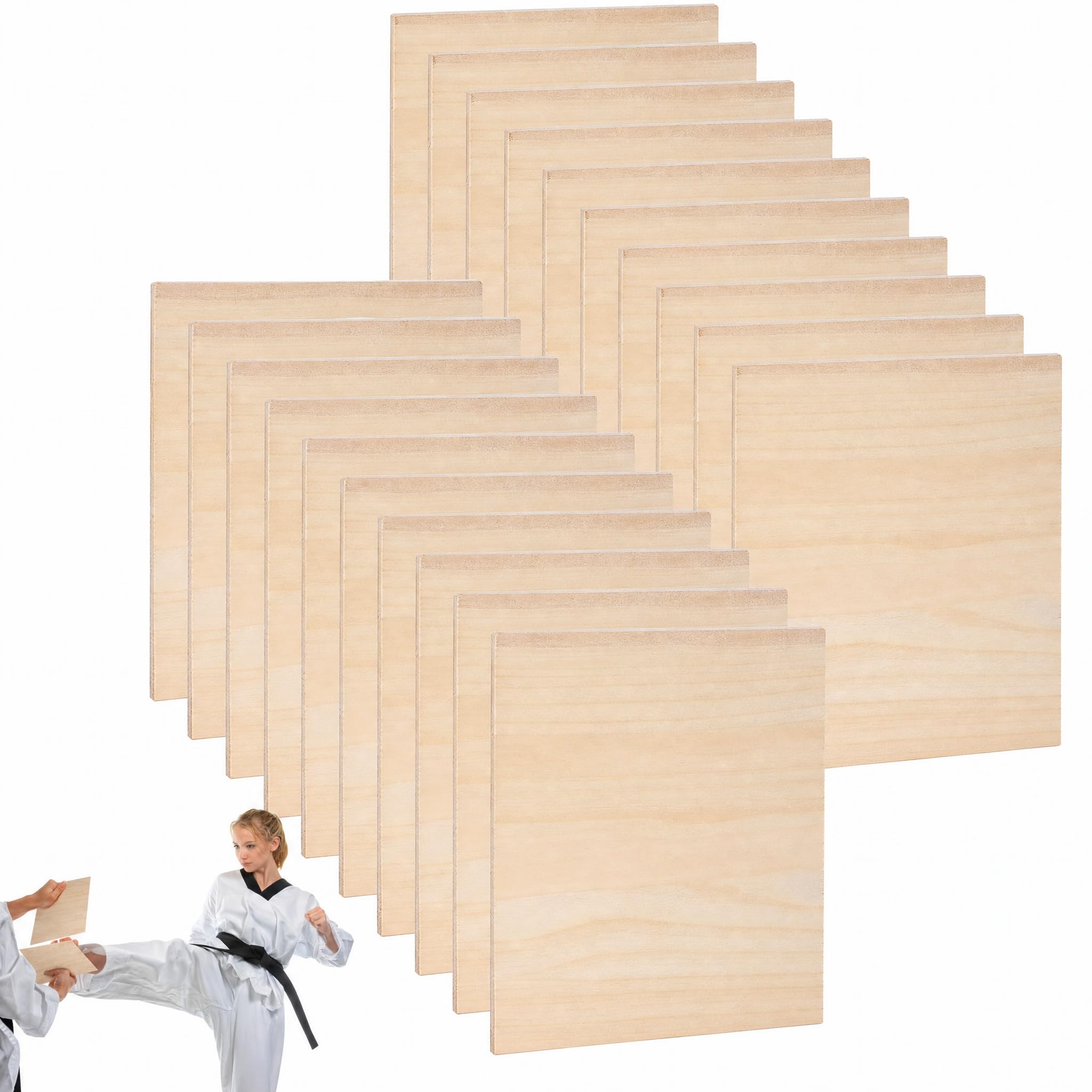 Veemoon 20 fogli di legno per pausa taekwondo, arti marziali, karate, boxe, allenamento, 0,3 cm, 0,6 cm