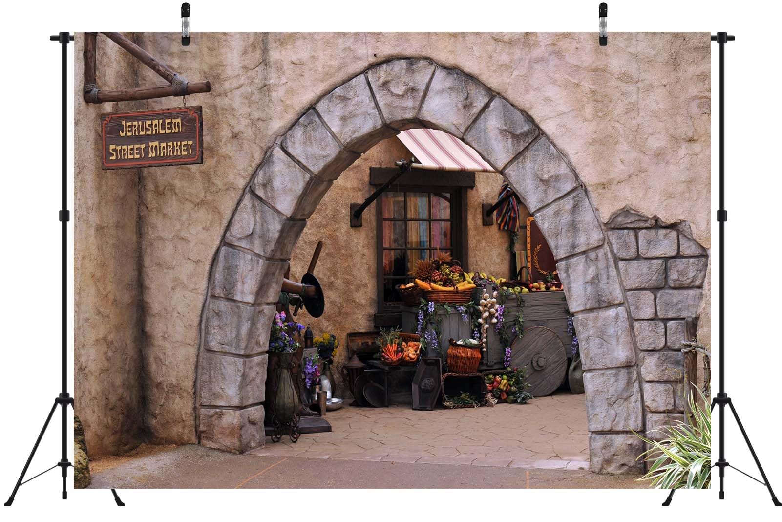BELECO 3x2.5m Telo sfondo strada mercato Gerusalemme | Via città antica Gerusalemme arco sfondo fotografico decorazione festa tema Israele cabina foto studio