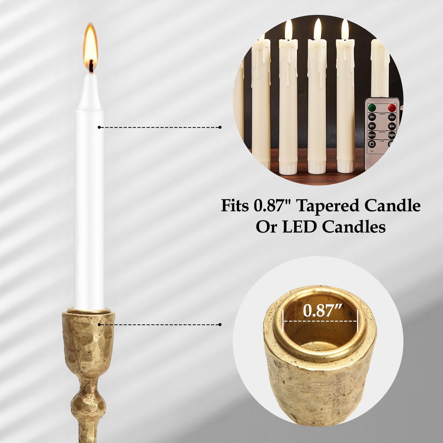 NIKKY HOME Gold Taper Candle Holders Set of 3, Vintage Decorative Resin Candlesticks Centerpieces Decor for Dining Room Table Wedding Party Mantle Fireplace - Image 4