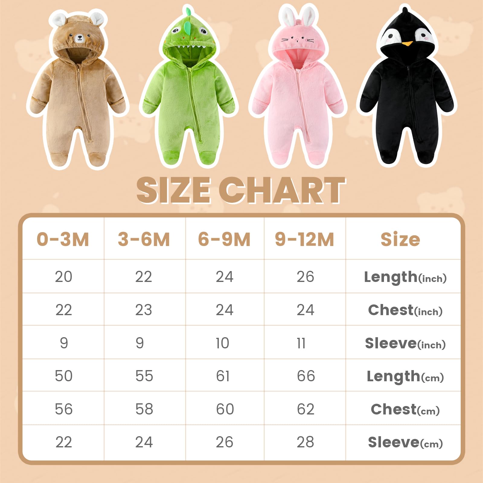 WYTbaby Combinaison de neige en polaire chaude pour bébé - Grenouillère à capuche pour nouveau-né garçons et filles de 0 à 12 mois