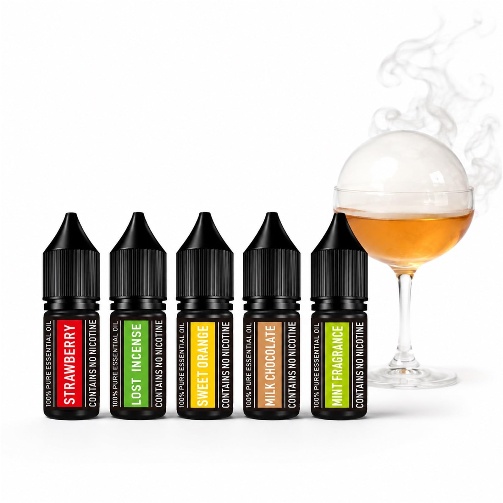 Kit de accesorios para ahumador de cóctel, paquete de 5 aceites aromáticos para pistola de burbujas de humo, esencia perfumada para mezclología molecular, infusores, bebidas, alimentos y licores