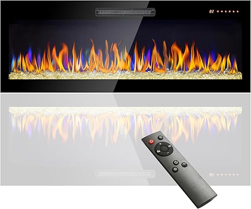 Inserto de chimenea eléctrica, calentador de chimenea, llama ajustable, 750 W1400 W, calentador de chimenea, vidrio templado ultrafino, con control