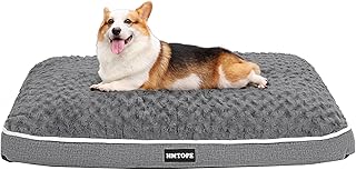 HMTOPE Orthopaedic Dog Bed, Dog Mat in Double Decker Design, Washable Dog Cushion, Removable Dog Basket, 90 cm for Small to Medium Dogs, Medium Grey product image