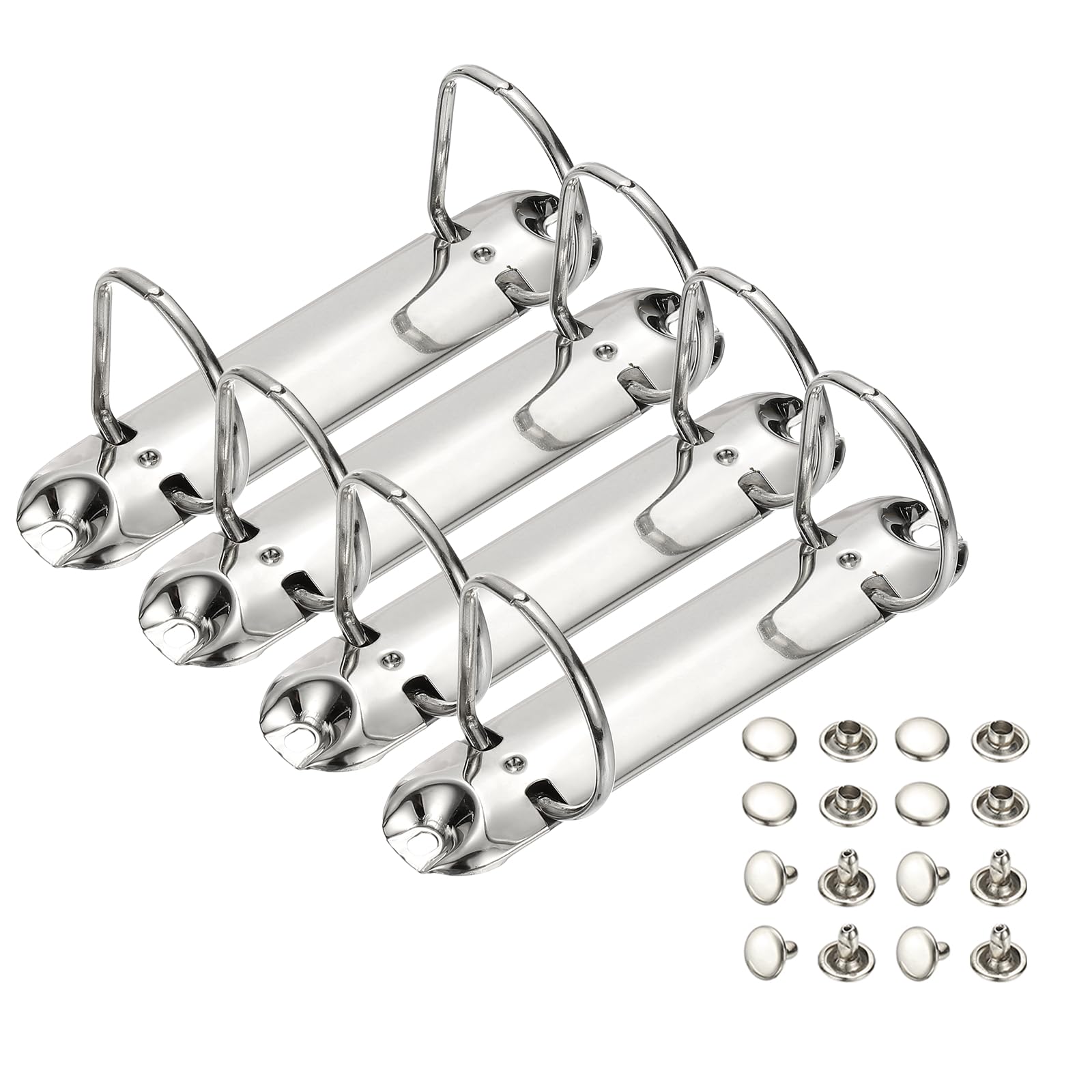 PATIKIL B7 2 Hole Ring Binder Mechanisms, 4 Set 1" D Ring Replacement Binder Planner Loose Leaf Binding Spines for Organizers DIY Fill Paper Storage Folder Accessories, 38mm Silver Tone
