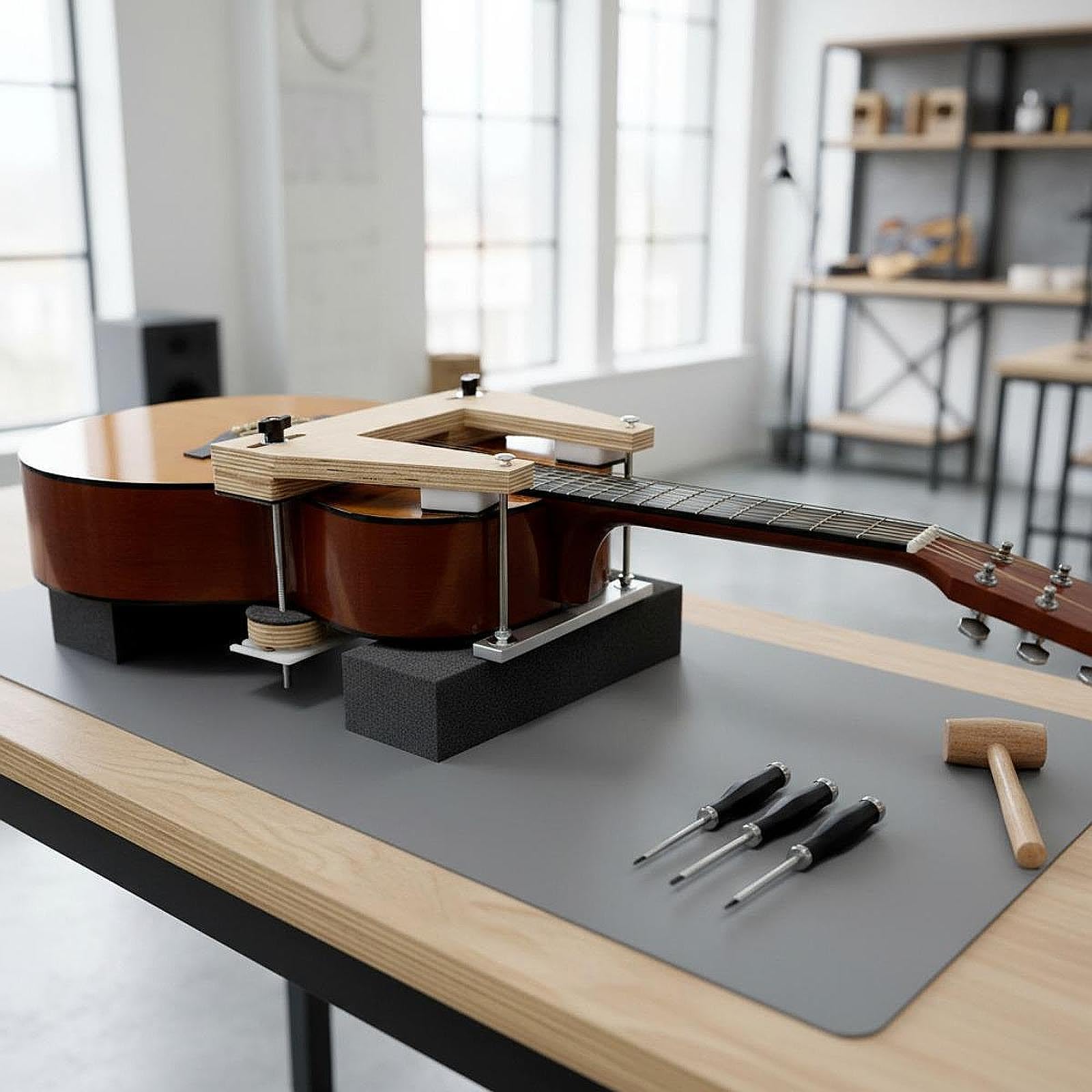 Gitarrenhals Abziehwerkzeug Set, Akustikgitarren Wartungslehre, Einfaches Demontagewerkzeug, Gitarrenbauer Reparaturzubehör, Aluminium, Geeignet für