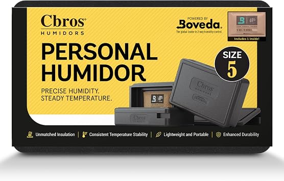Cbros 69% Two- Way Humidity Control Box Powered by Boveda, Moisture Absorber, Maintain Freshness and Consistent Temperature Size Size 5