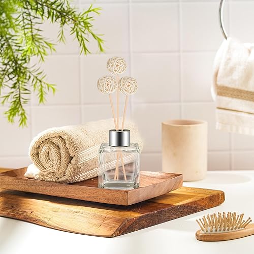 Miniatura 4 de 10 botellas difusoras de varillas de vidrio cuadradas vacías con tapas plateadas de 1.7 onzas, difusores de aromaterapia recargables, frascos