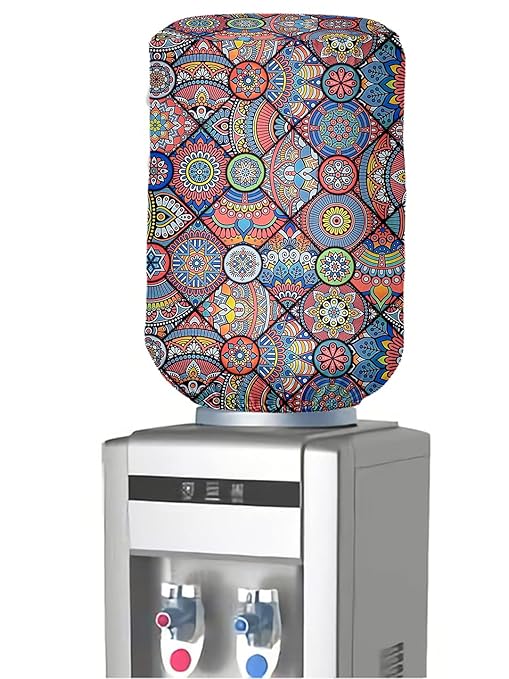 Cortina Damask Print Water Dispenser Bottle Can Cover | Can Protector | Elastic Closure | Polyester Material | Environmental Friendly | Digital Print | 45cm x 42cm x 43cm | 20 Liters | Grey 2