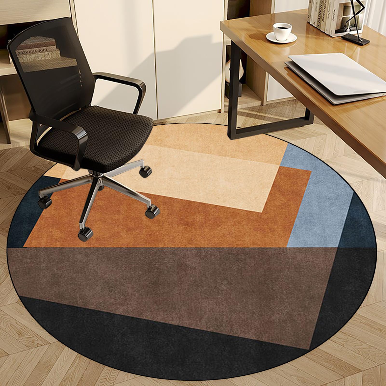 Fzamudng W1-301 Office Chair Mat, Non-Slip Carpet Protector Chair Mat, Round Gaming Chair Mat For Desks, Office And Home, Protects Floors For Low And No Pile Carpeted Floors 120 Cm