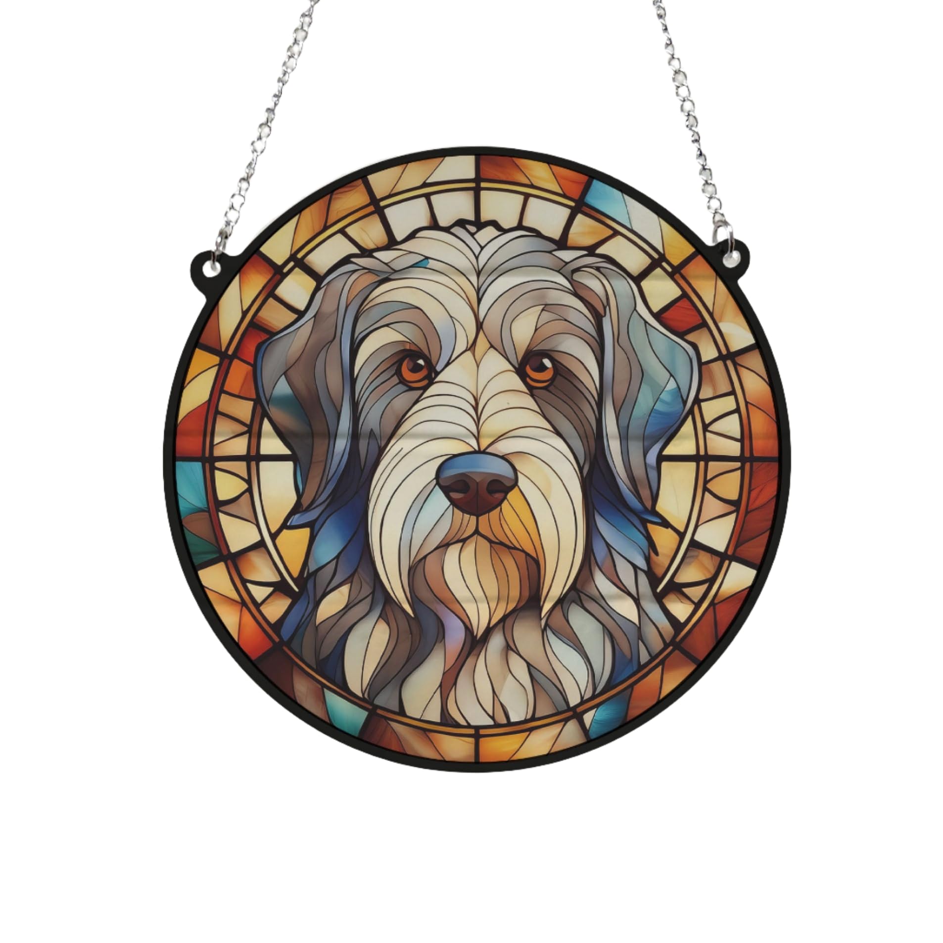 Bearded Collie Stained Glass Effect Suncatcher Gift for Dog Lovers - 13cm